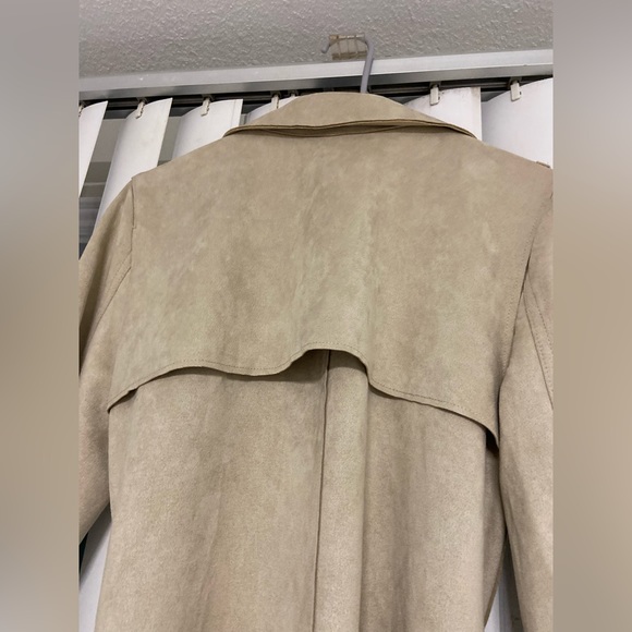 C- Beige Faux Suede Trench Coat - Picture 5 of 7